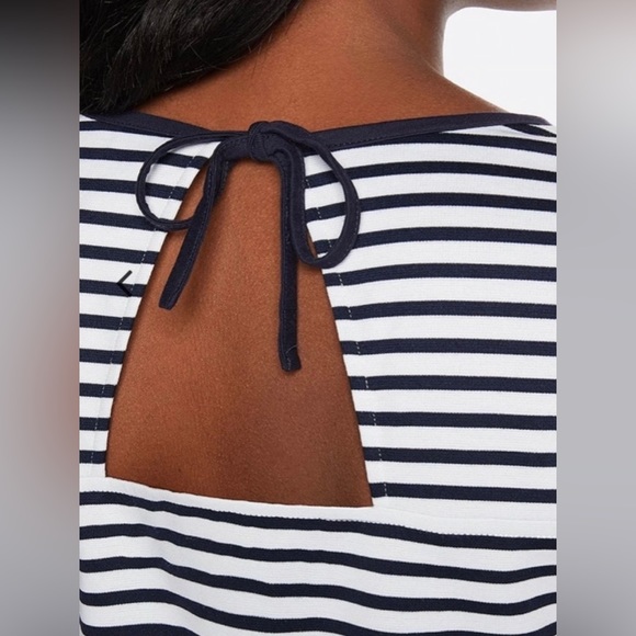 Draper James Sailor Stripe Ponte Shift Dress White & Navy Large - Picture 3 of 10